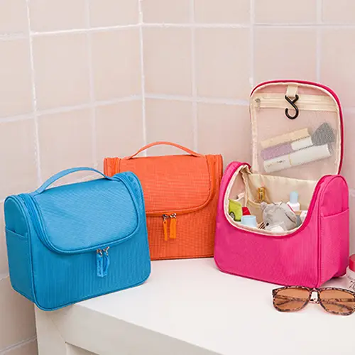 Best Sale Bright Color Travel Organizer Toiletry Makeup Bag With Brush Compartment 